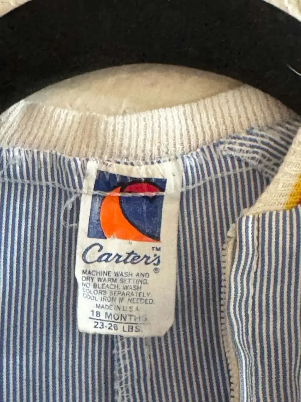 Vintage 70s 80s Carters Rainbow Pinstripe Baseball Romper 18 Months Made in USA